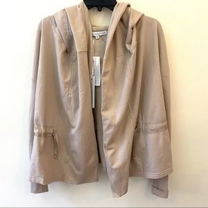 Young Fabulous & Broke tan hooded shawl collar open front jacket size Small